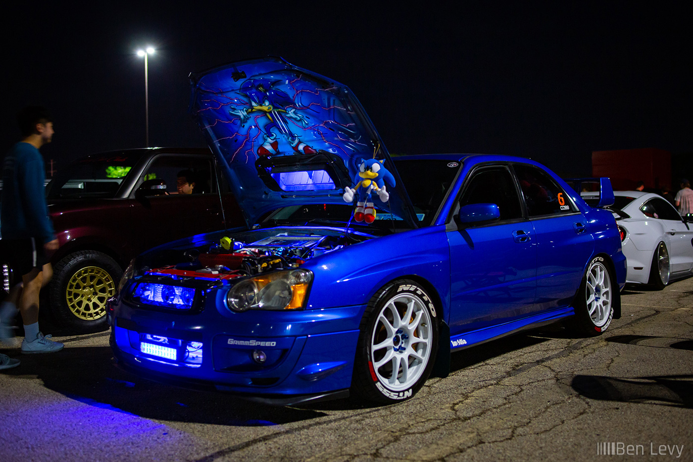 Blue Subaru WRX with Sonic the Hedgehog Theme