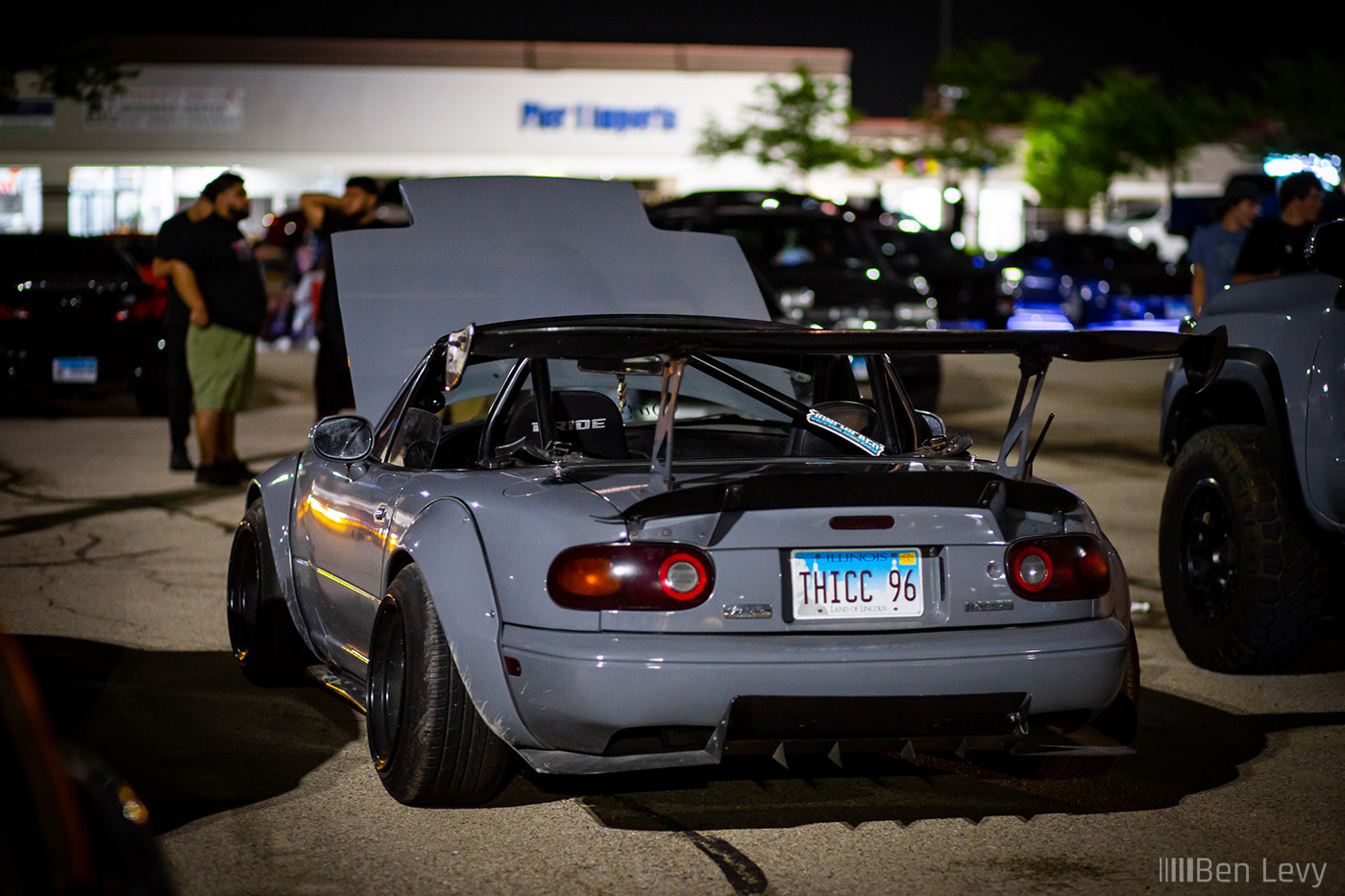 Widebody Grey Mazda Miata at Aurora car meet