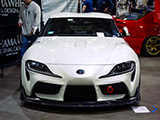 Front of White Toyota Supra at Wekfest