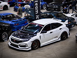 White FK8 Civic Type-R with the Hood Off