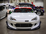Front of White Subaru BRZ with Pandem Kit