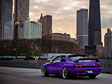 Purple R32 GT-R Driving Past The Chicago Skyline