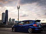 Blue Honda Fit at Navy Pier in Chicago