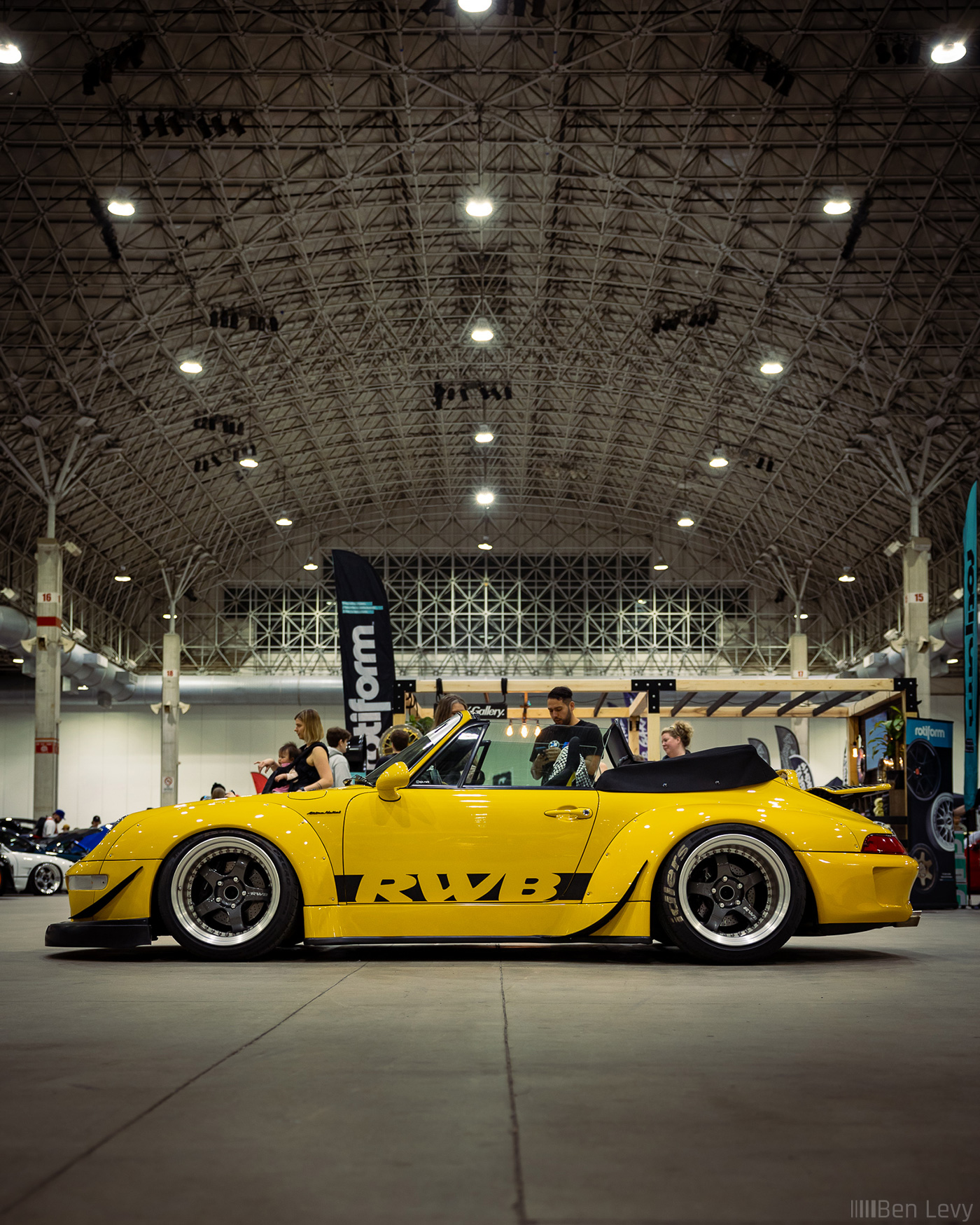 Side Shot of Yellow RWB Porsche at Wekfest Chicago