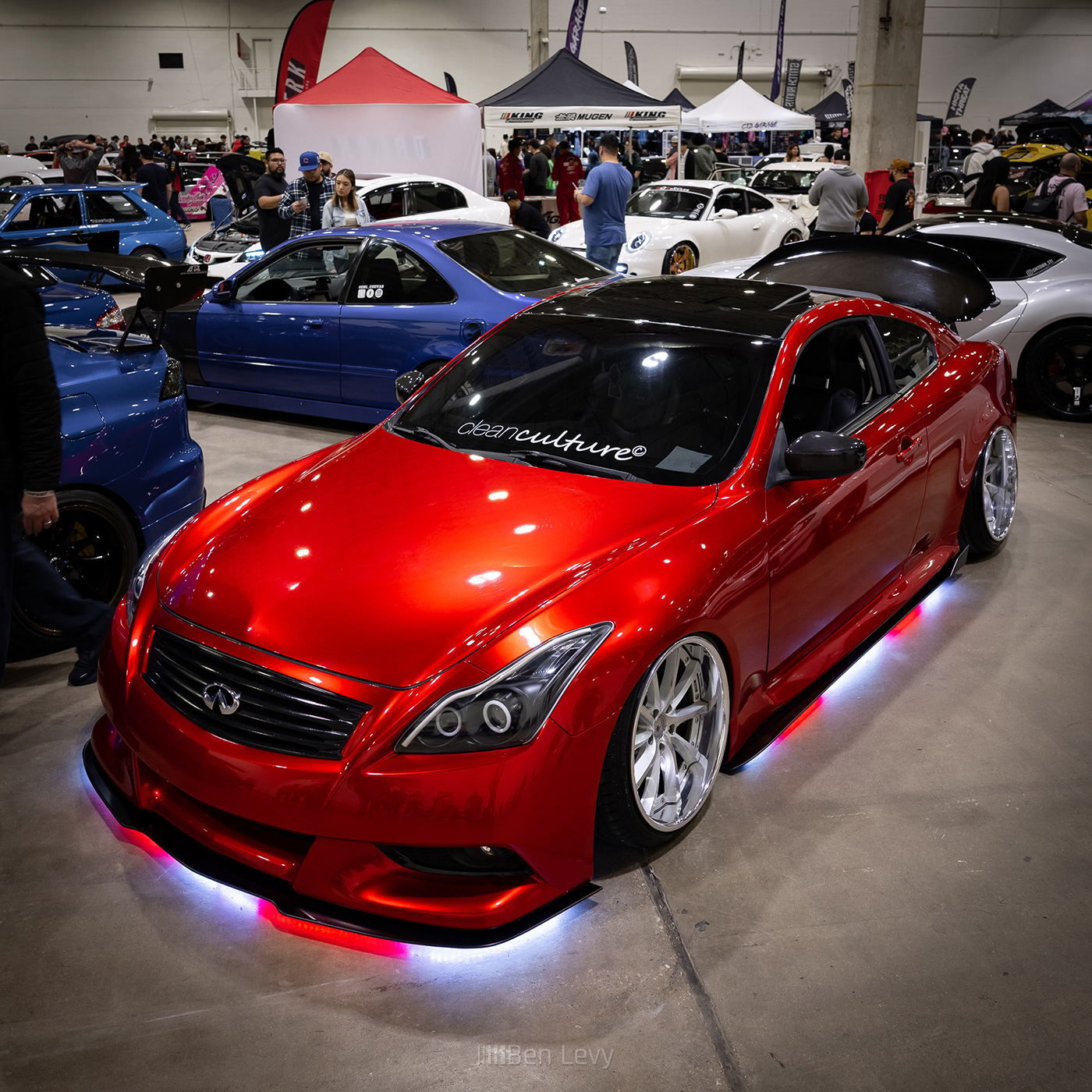 Bagged Red Infiniti G37 Coupe at Wekfest Chicago