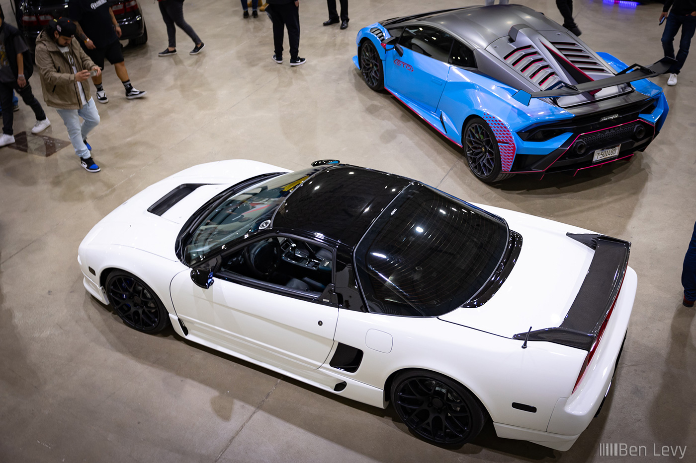 Shot of a White Acura NSX from Above