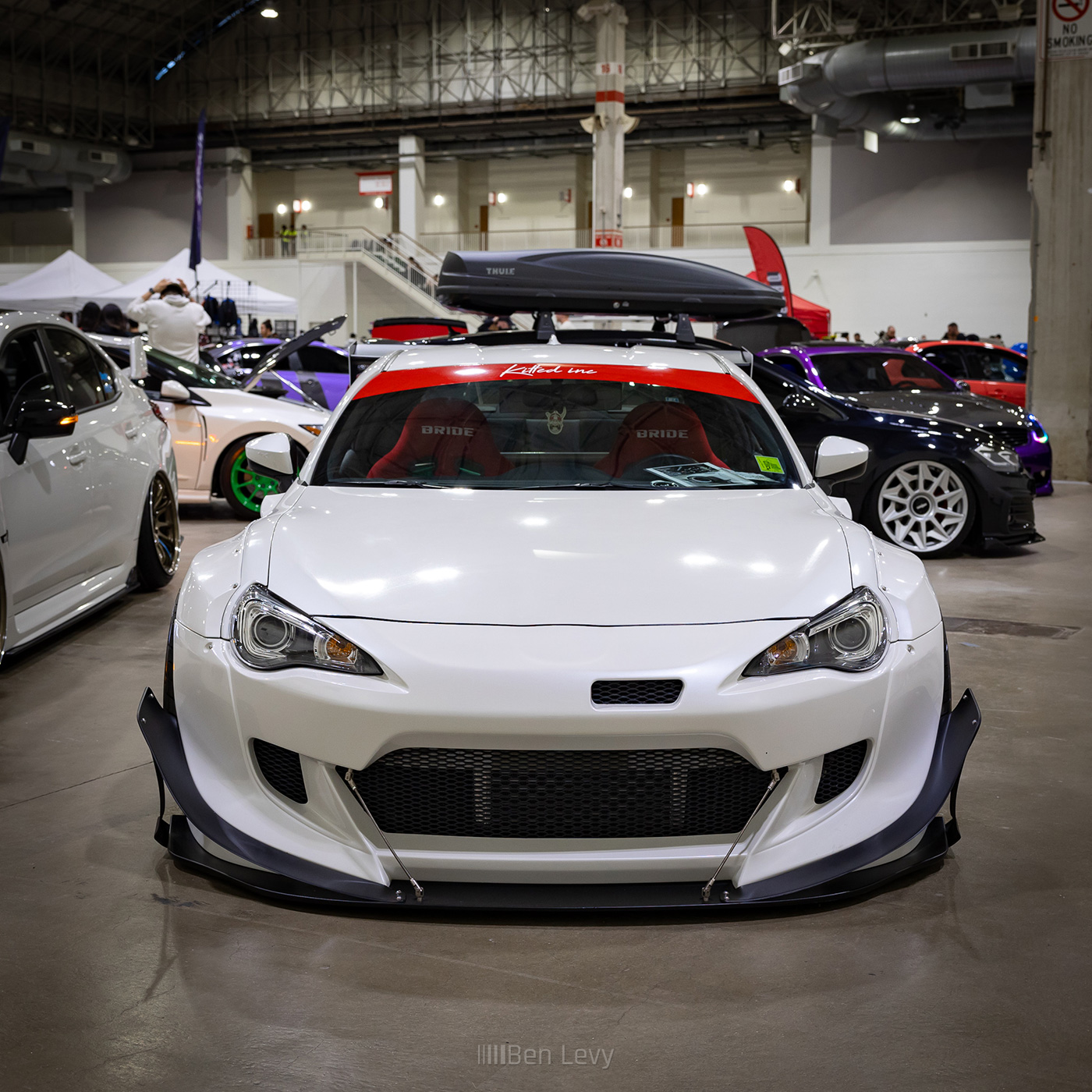 Front of White Subaru BRZ with Pandem Kit