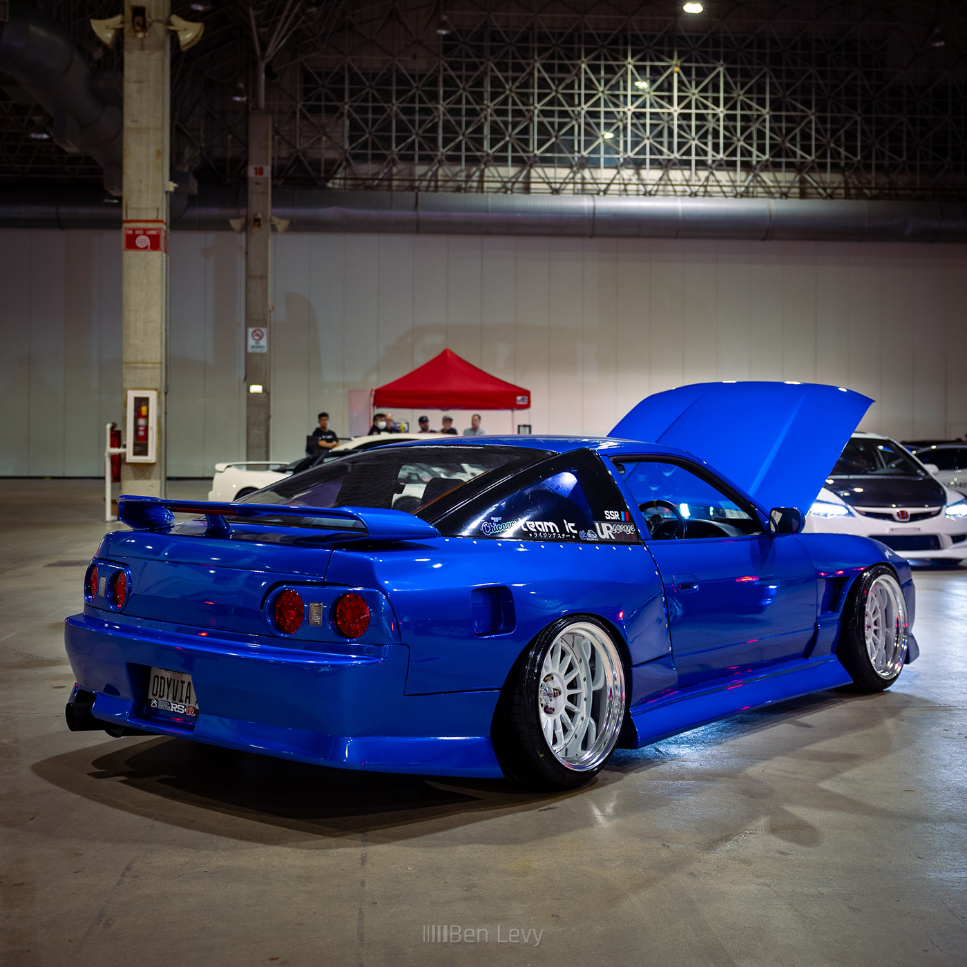 Blue Nissan 240SX with Tail Light Conversion at Wekfest