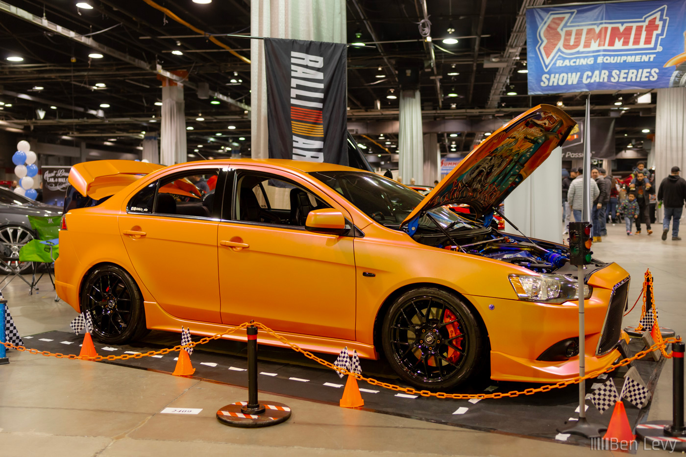 Orange Mitsubishi Lancer Ralliart at World of Wheels Chicago