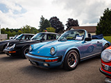 Convertible Porsche 911 in Iris Blue