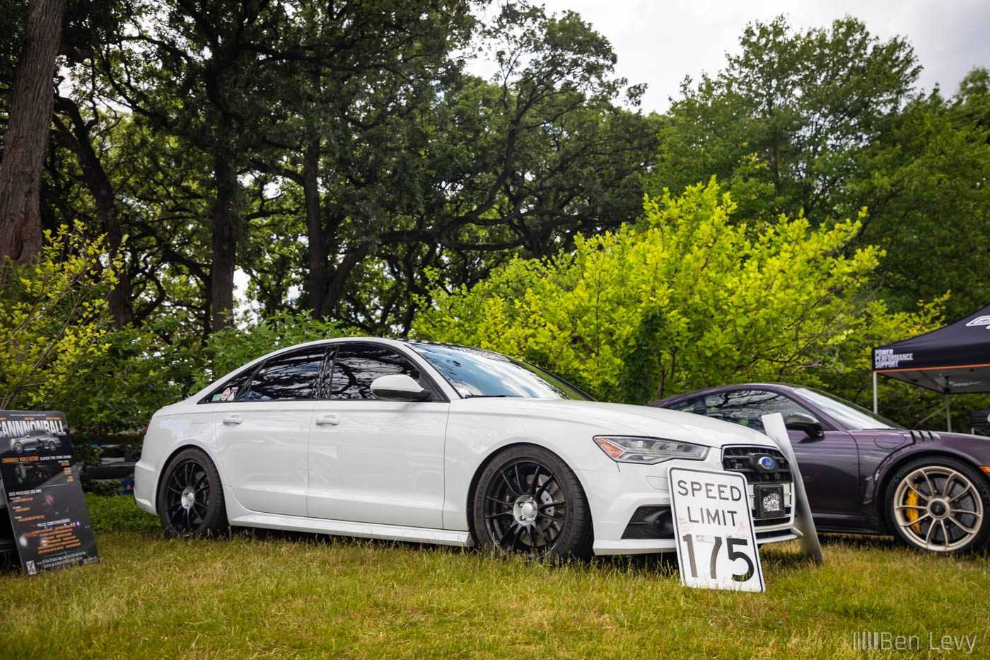 White Audi S6 with Cannonball Garage