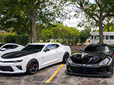 White Camaro SS and Black Viper SRT