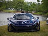 Front of Blue McLaren P1 from Cannonball Garage