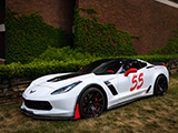 White Corvette Z06 with 55 Number at Chicago Auto Club West Supercar Sunday