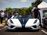 Front of White Koenigsegg at Car Show