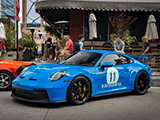 Blue Porsche 911 GT3 at Checkeditout 2023