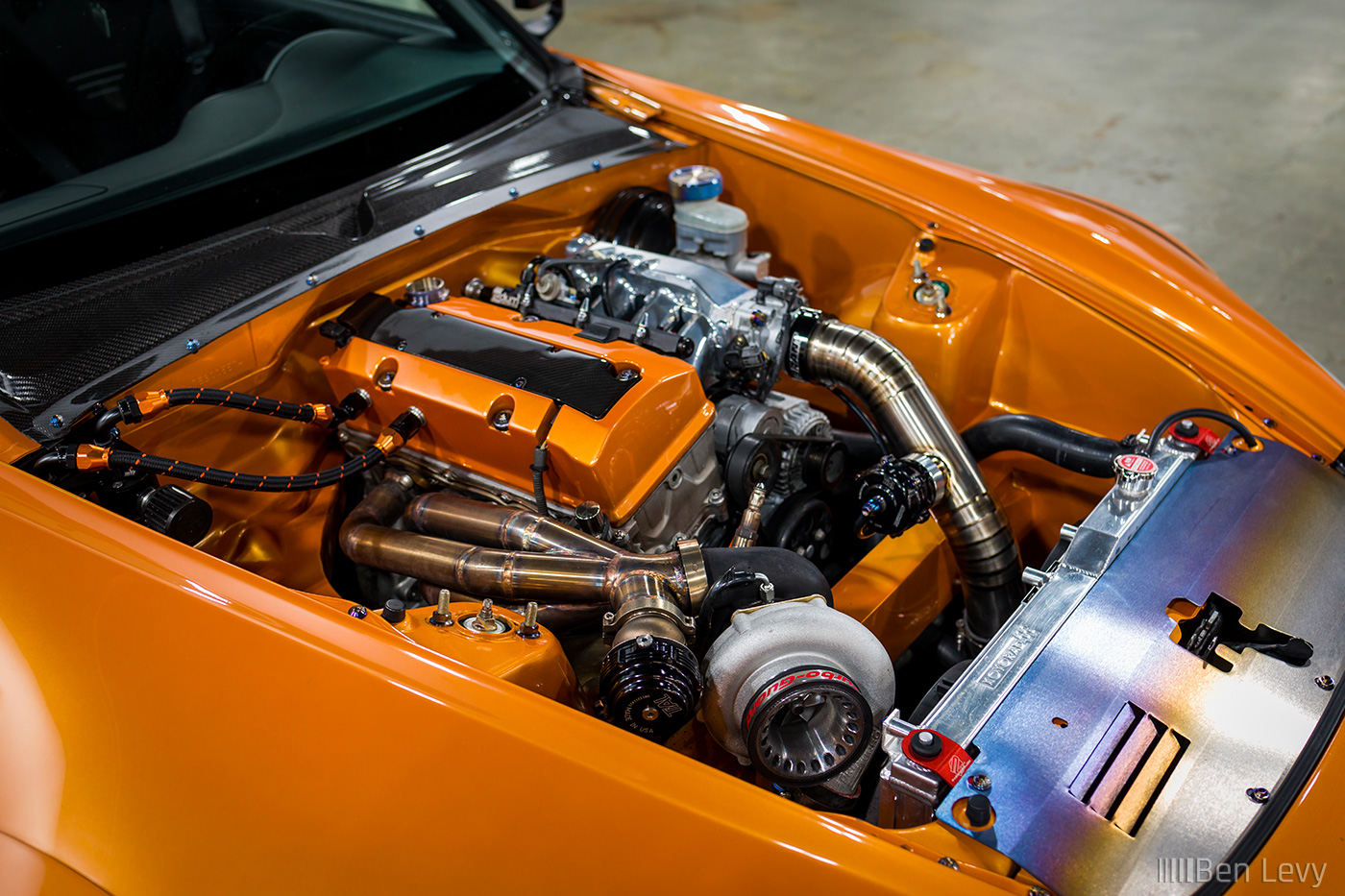 Custom Turbo Setup in Orange Honda S2000