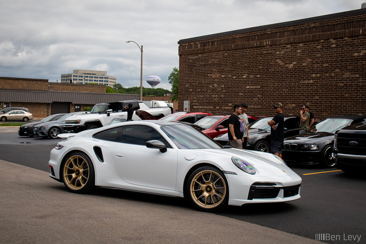White Porsche 911 Turbo S on Gold Wheels
