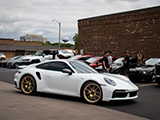 White Porsche 911 Turbo S on Gold Wheels