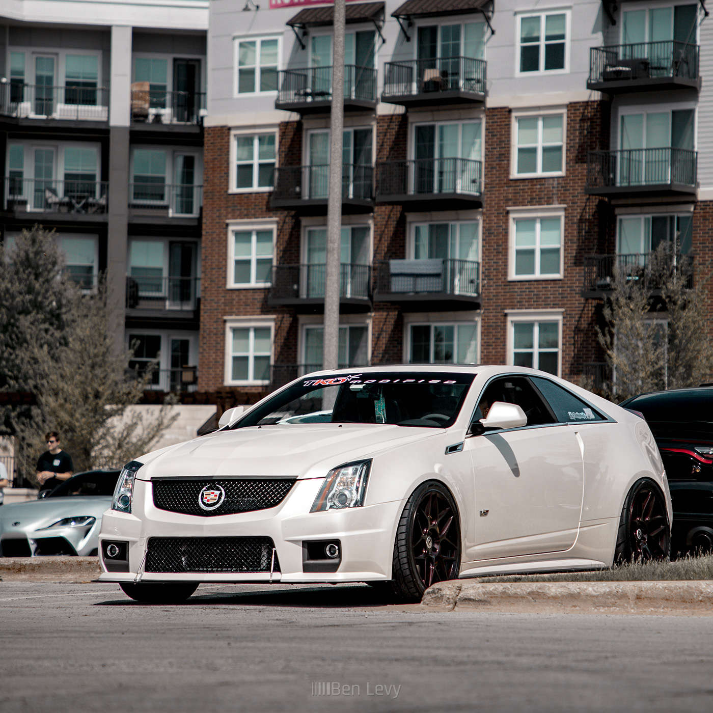 White Cadillac CTS-V Coupe at Cold Brewed Cars & Coffee Lisle