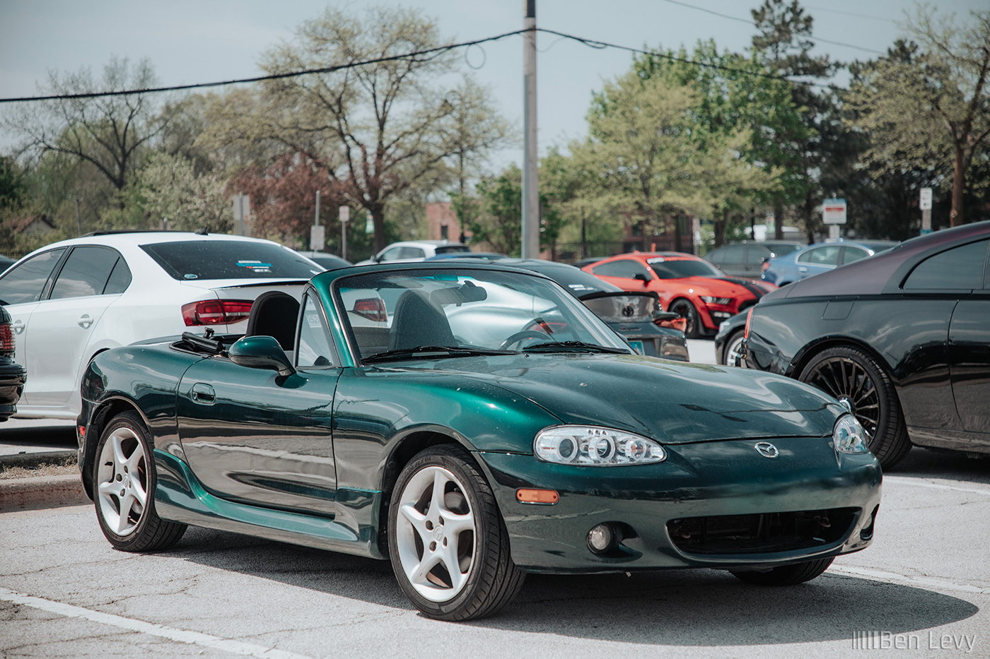 Green Mazda Miata at Cars & Coffee in Lisle, IL