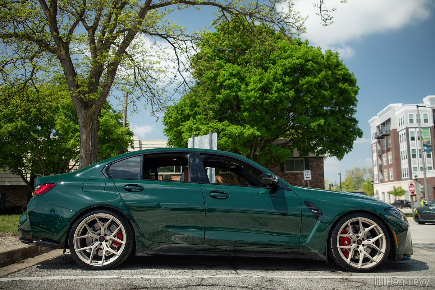 Side of Green G80 BMW M3 with Vossen HF-5 Wheels