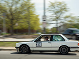 Rolling Shot of White E30 BMW Coupe