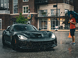 Black Dodge Viper at a Rainy Day Car Meet