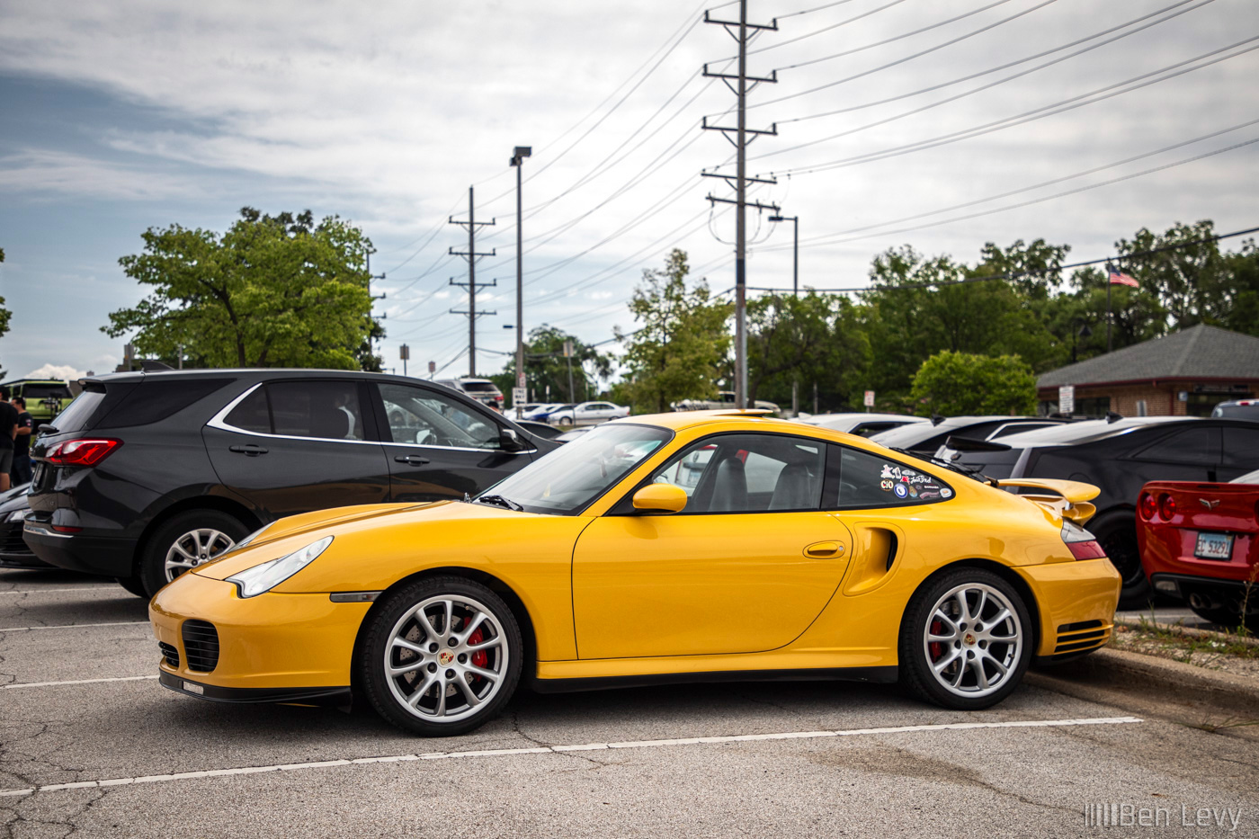 Yellow Porsche 911 Turbo at Car Meet in Lisle