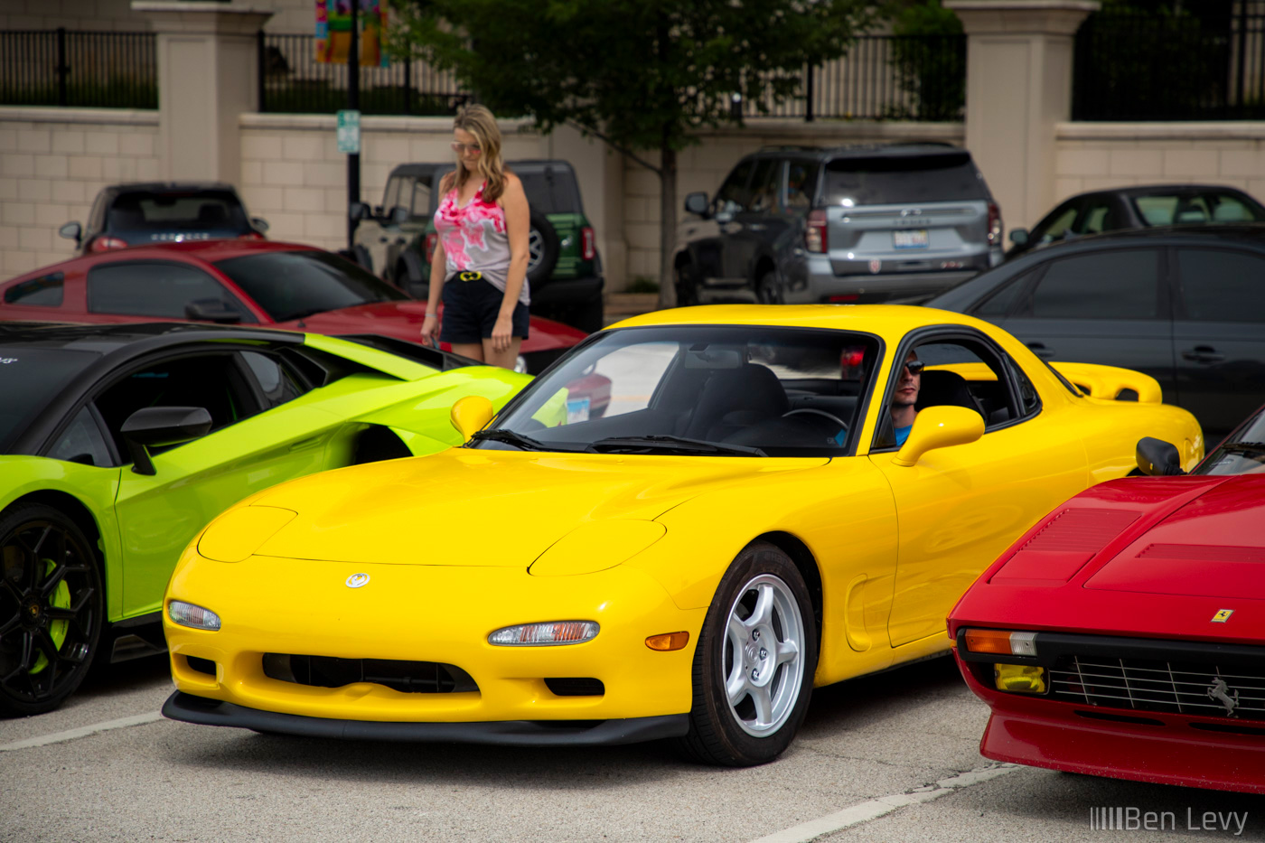 Yellow FD RX-7 at Cars and Coffee