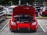 Turbocharged Honda del Sol with the Hood Open