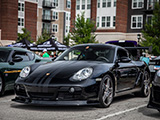 Black Porsche Cayman with Grey Stripes