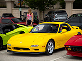Yellow FD RX-7 at Cars and Coffee