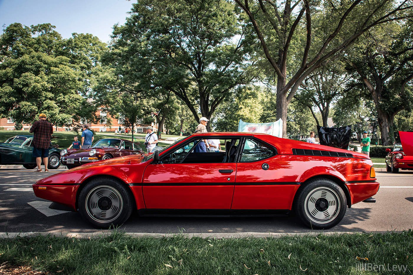 Side of Red BMW M1 at a car meet in the Chicago suburbs
