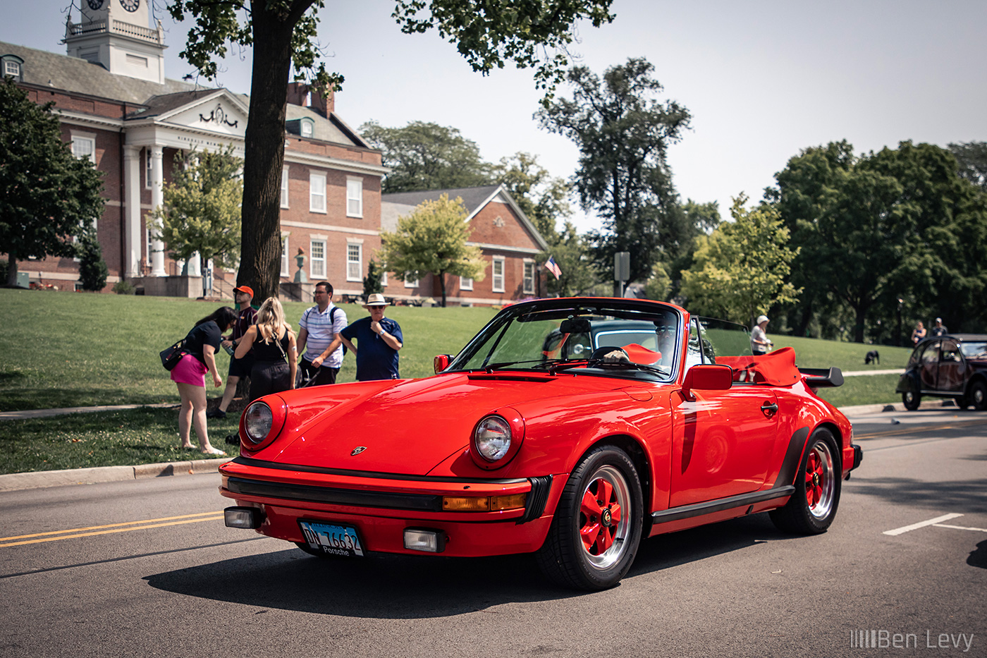 Red Porsche 911 SC Cabriolet at Hinsdale Cars and Coffee