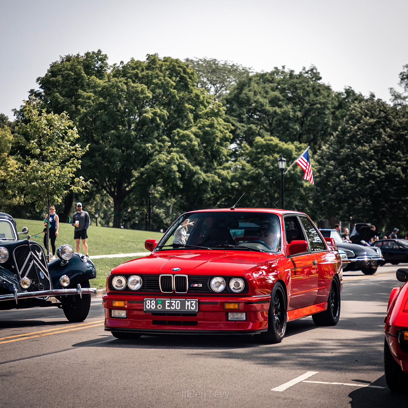 Red BMW M3 at Hinsdale Cars and Coffee