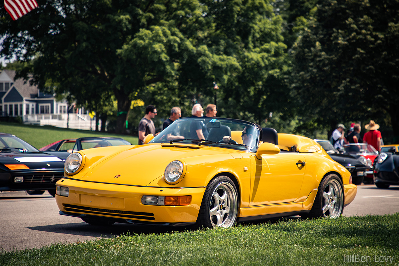 Yellow Porsche 911 Speedster at Fuelfed Coffee & Classics Hinsdale