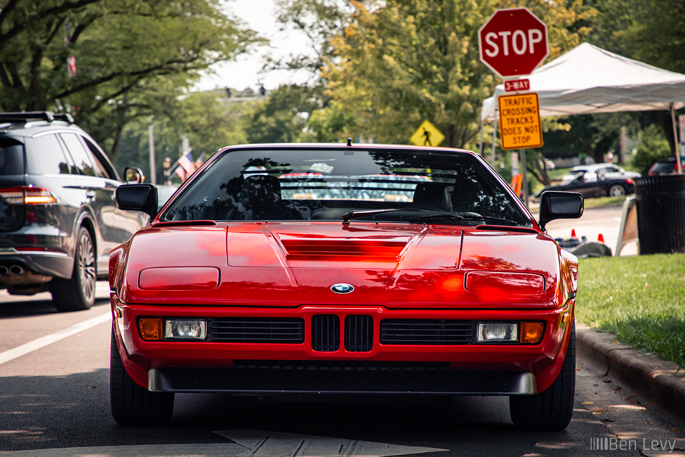 Front of Red BMW M1 at Fuelfed Coffee & Classics