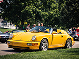 Yellow Porsche 911 Speedster at Fuelfed Coffee & Classics Hinsdale