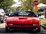 Front of Red BMW M1 at Fuelfed Coffee & Classics