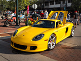 Yellow Porsche Carrera GT at a Cars & Coffee in Winnetka