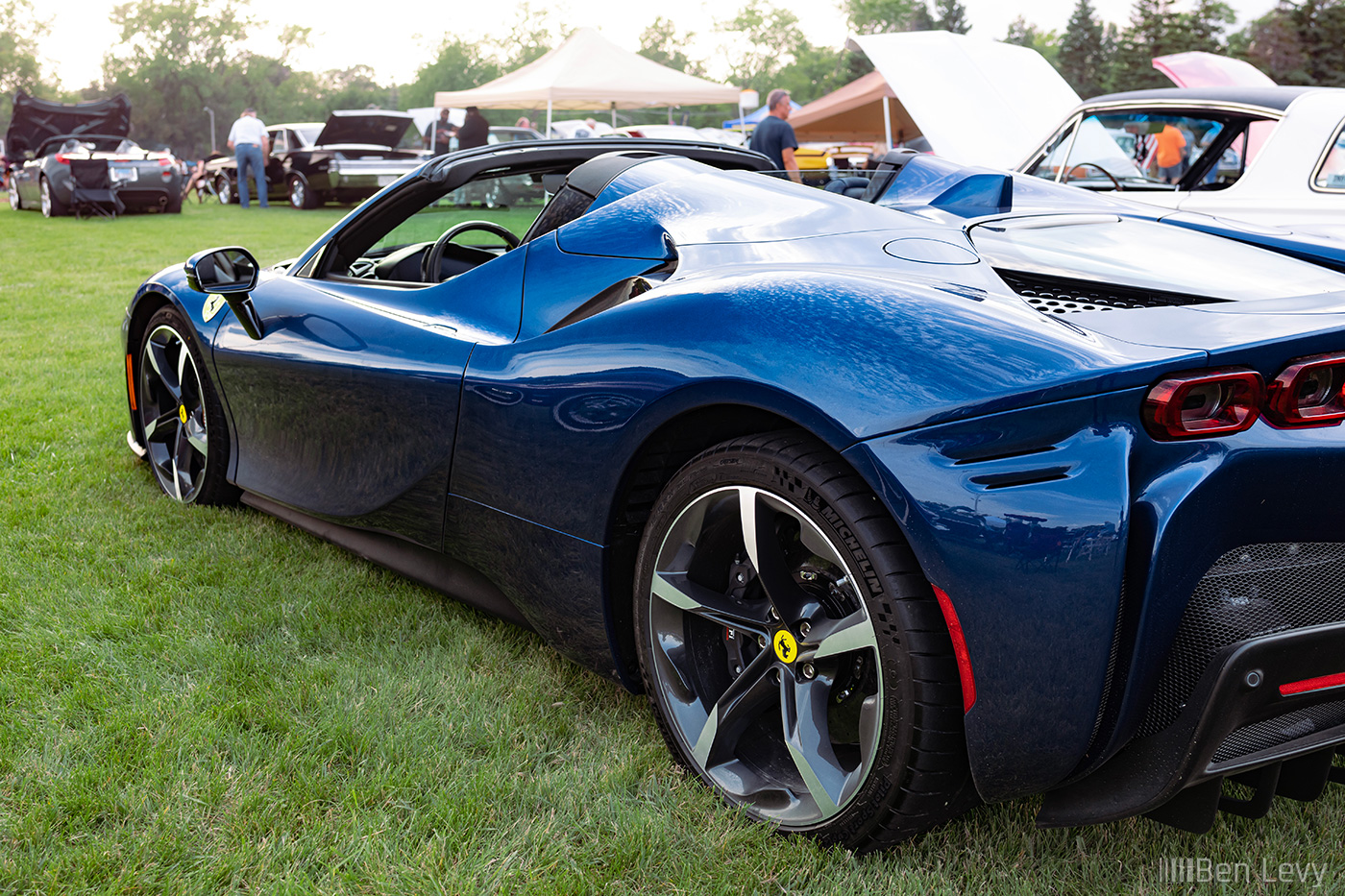 Rear Quarter of Blue Ferrari SF90