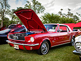 Red 1966 Ford Mustang at Cruise Night in Hillside