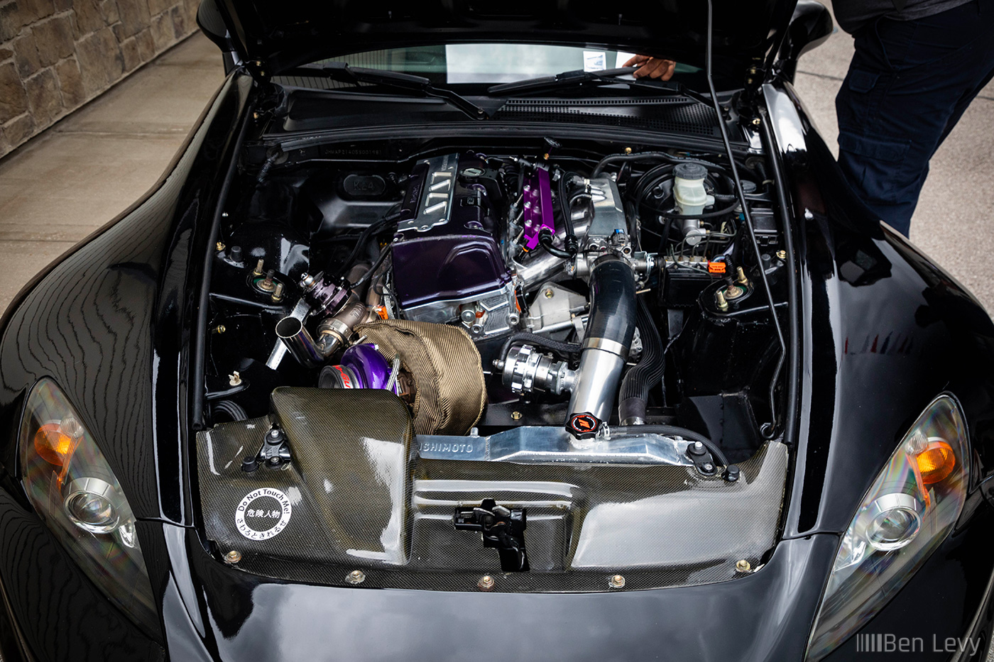 Engine Bay of K Swapped Honda S2000 with Turbo