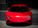 Front of Red Lamborghini Huracan at Iron Gate Motor Condos Car Show