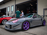 Grey Porsche 996 on Purple Wheels