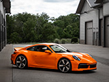 Orange Porsche 911 Sport Classic sitting alone at Iron Gate Motor Condos