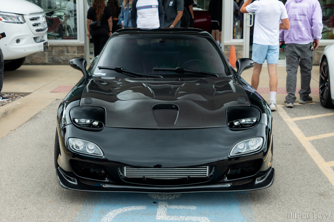 Front of Black Mazda RX-7 at Chicago Motor Cars