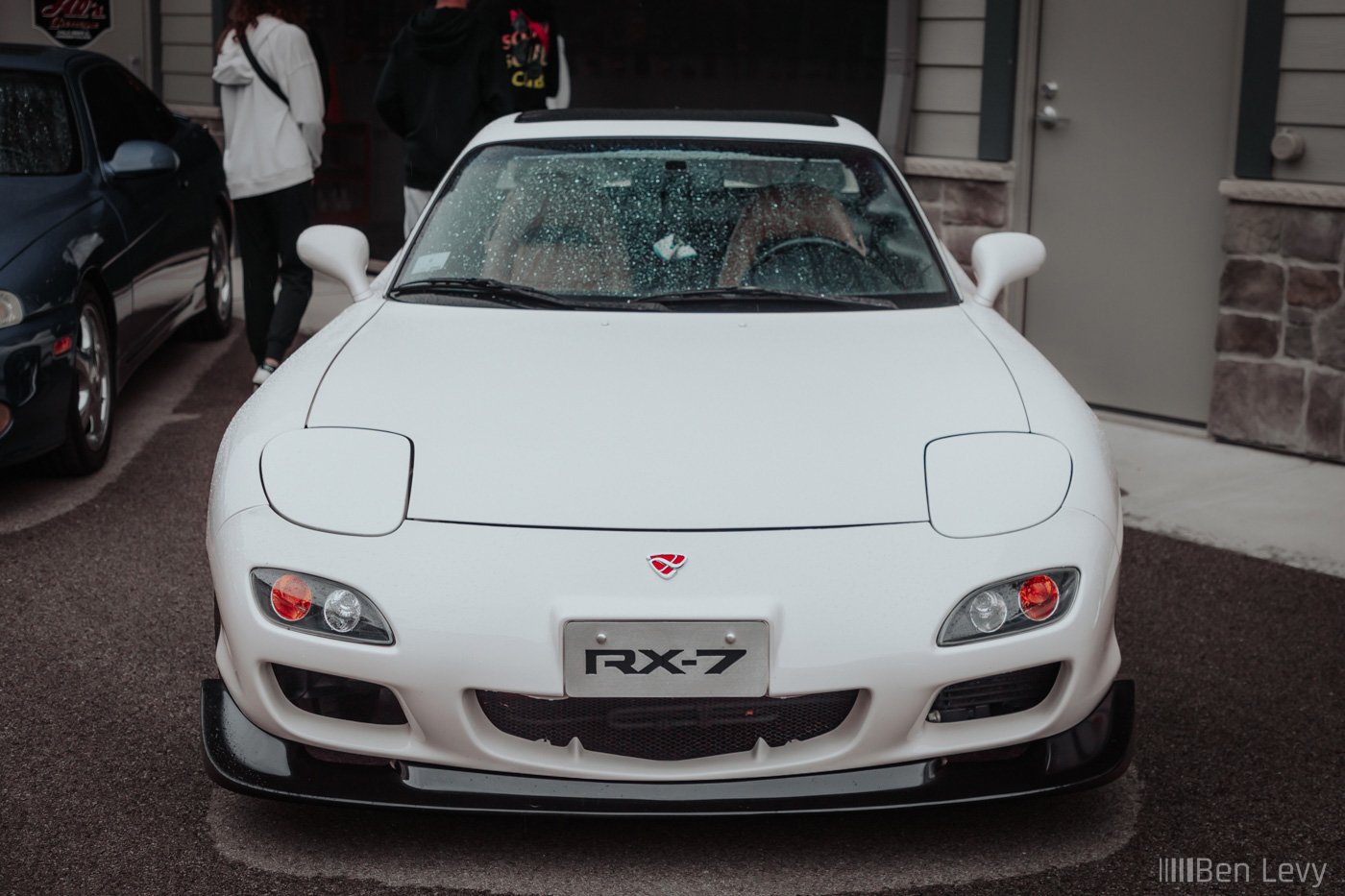 Front of White FD RX-7 at Iron Gate