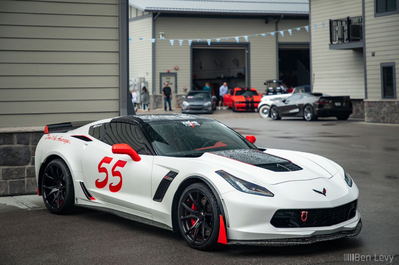 White Z06 Corvette with Number "55"